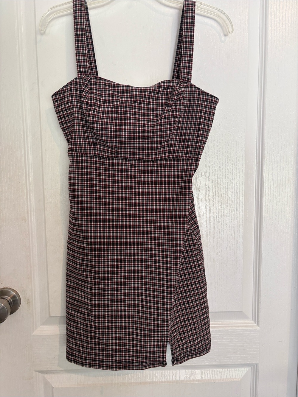 Hollister Black and Pink Plaid Square-Neck Mini Dress